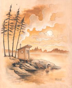 Muuratsalo. Acrylique sur bois, 24" x 30", 2014.