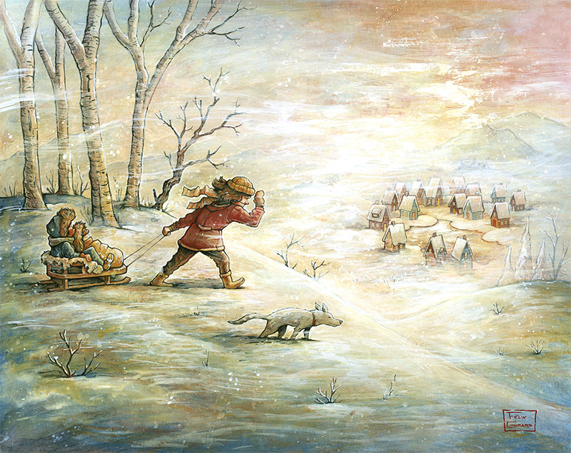 Peinture hivernale par Félix Girard peintre québécois