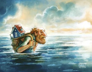 Le VIllage dans la mer -Art print by Felix Girard