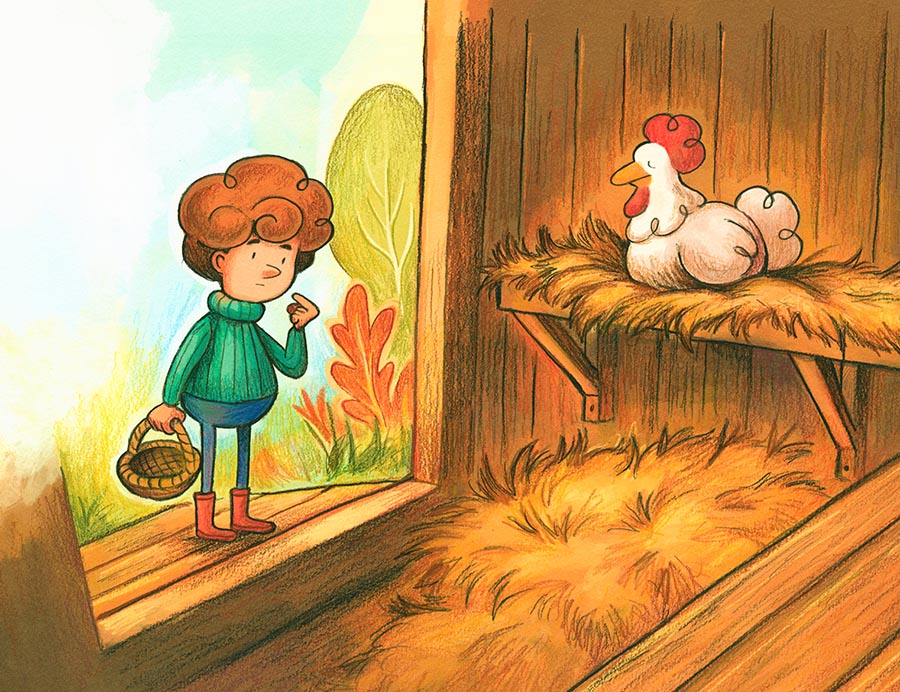 Émile et sa poulette, livre jeunesse per Angèle Delaunois et illustré par Félix Girard